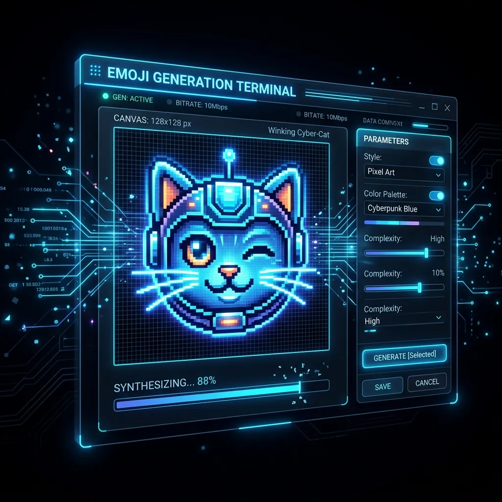 A premium dark mode illustration showing a Discord Emoji Resizer optimizing a server icon